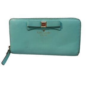 Kate Spade New York Holly Steet Lacey Turquoise Blue Leather Zip Around Wallet